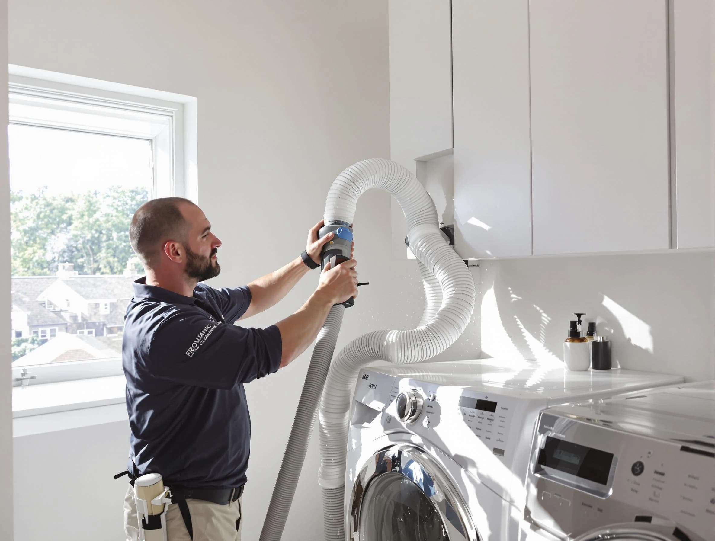 Certified Weymouth Dryer Vent Cleaning technician performing dryer vent cleaning in Weymouth