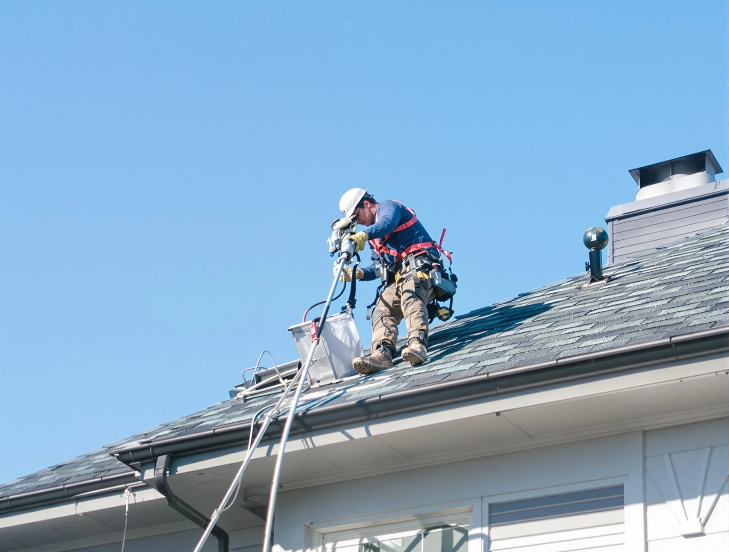 Weymouth Dryer Vent Cleaning certified technician cleaning a roof-mounted dryer vent system in Weymouth