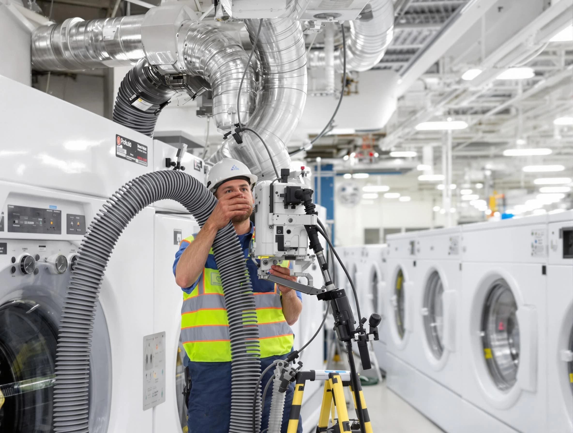 Weymouth Dryer Vent Cleaning team performing commercial-grade dryer vent cleaning at a business facility in Weymouth