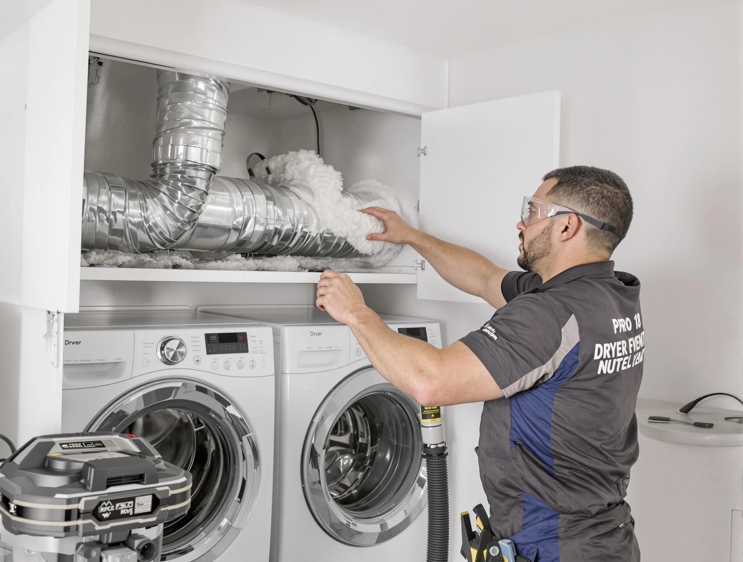 Weymouth Dryer Vent Cleaning certified technician performing specialized gas dryer vent cleaning in Weymouth
