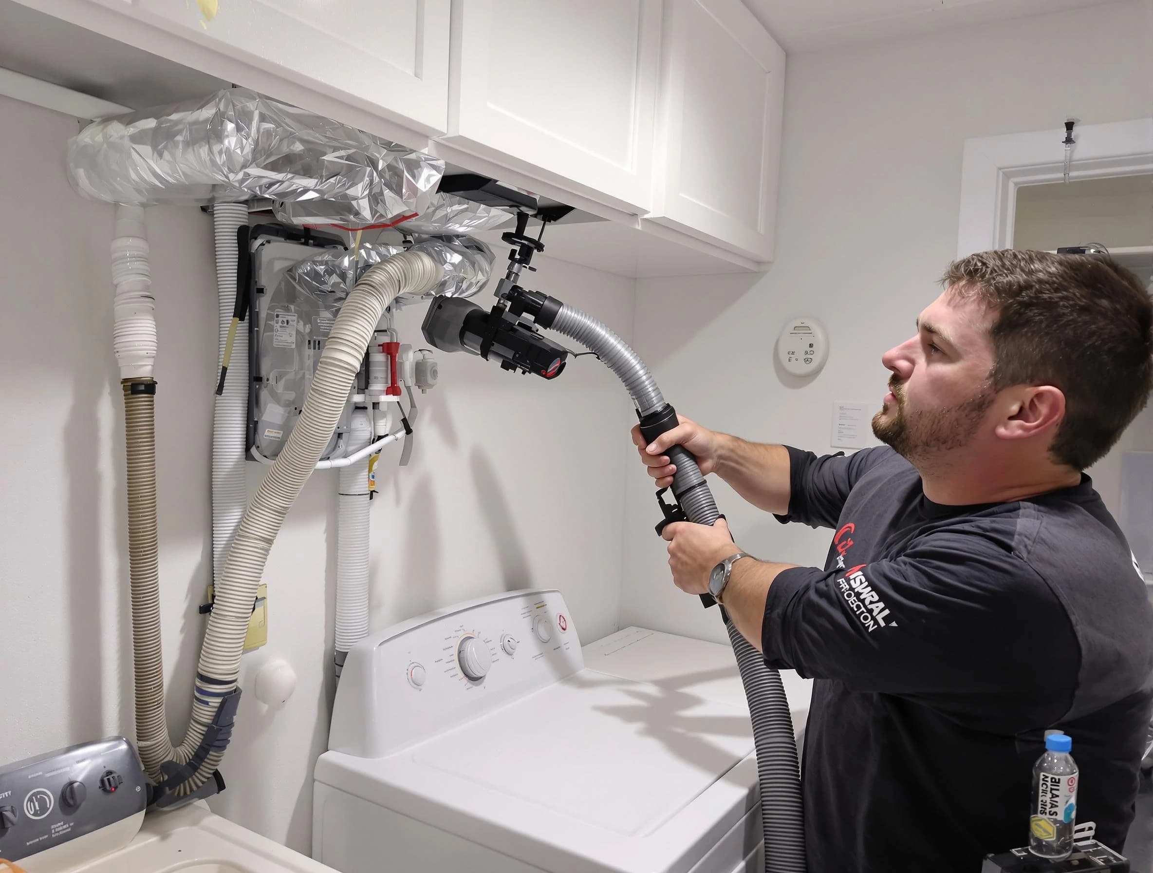 Weymouth Dryer Vent Cleaning certified technician performing safety-focused gas dryer vent cleaning in Weymouth