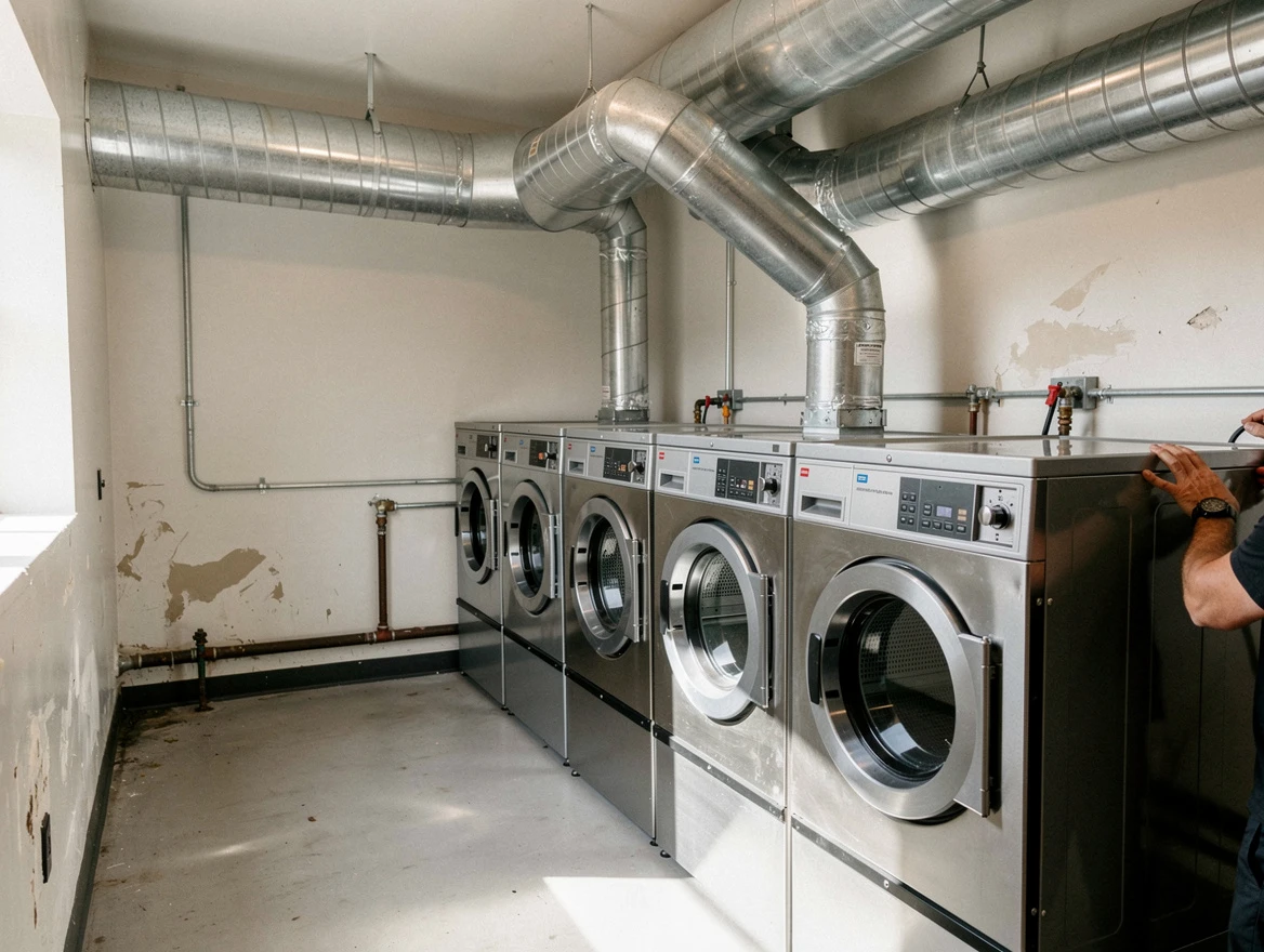 Weymouth Dryer Vent Cleaning team performing large-scale commercial dryer vent cleaning in Weymouth